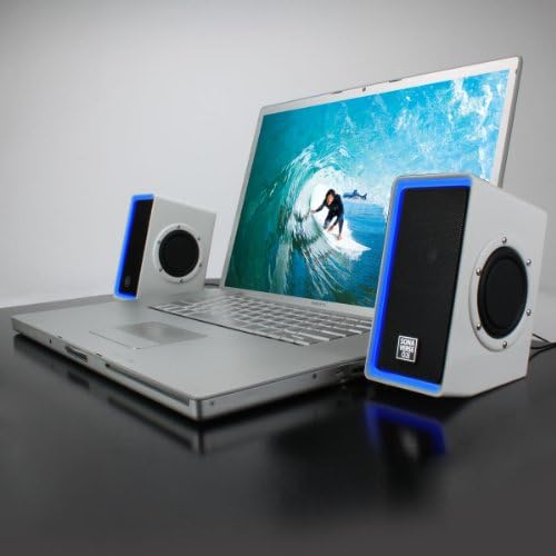 GOgroove Játék Számítógépes Hangszórók Kék LED - SonaVERSE O2i Hangszórók Asztali, Laptop, PC - USB Hangszóró 2.0-val AUX Bemenet, in-Line