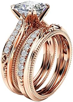 Eljegyzési Kerek Vágott Zircons Nők Esküvői Gyűrű, Ékszerek, Gyűrűk, a Nő Teljes Gyémánt Női Gyűrű Gyűrű Beállítása a Férfiak (Rose Gold, 7)
