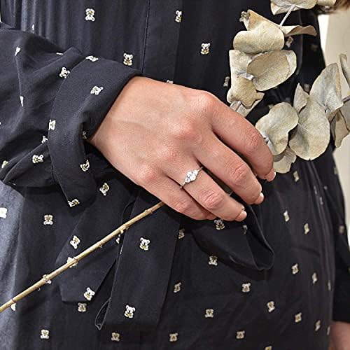 Virág, majd Hue Sterling Ezüst 925 6x4mm 0.5 Karátos Ovális Vágva 3-Kő Eljegyzési Gyűrű CZ Ígéret Nők Menyasszonyi Esküvői Gyűrű