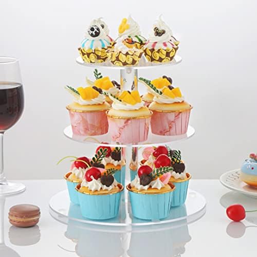 Muffin Állvány, 3-Szintek Akril Kerek Desszert Kijelző Állni, Tiszta Desszert Torony Cupcake Kijelző tartó Születésnapi Esküvő & Party Dekoráció