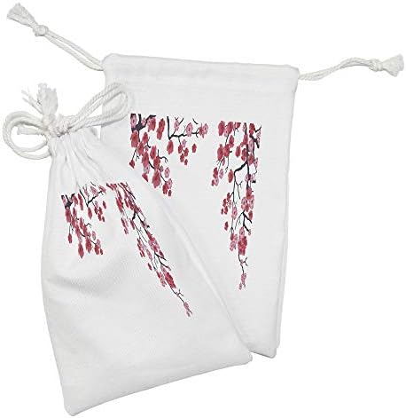Ambesonne Virágos Szövet táska 2, Ábra, Virágzó Ág Sakura Hagyományos Virágos Grafika Nyomtatás, Kis Zsinórral Táska Pipere Maszkokat,