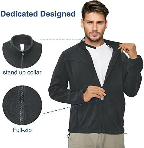 FRTCV Férfi Zip Fleece Dzseki – Teljes Zip Kabátok Férfi Hosszú Ujjú Téli Meleg Kabát Szigetelt Termikus Melegítőfelső