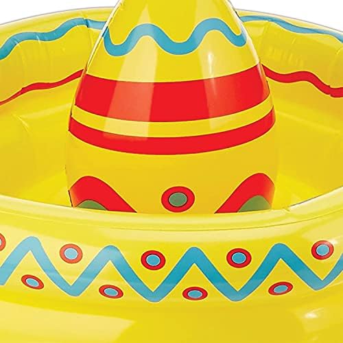 Beistle 3 Darab Újdonság, Műanyag, Felfújható Mexikói Sombrero Ital Hűtő a Fiesta Téma Cinco De Mayo Party Kellékek, 12 x 18, Sárga/Piros/Kék