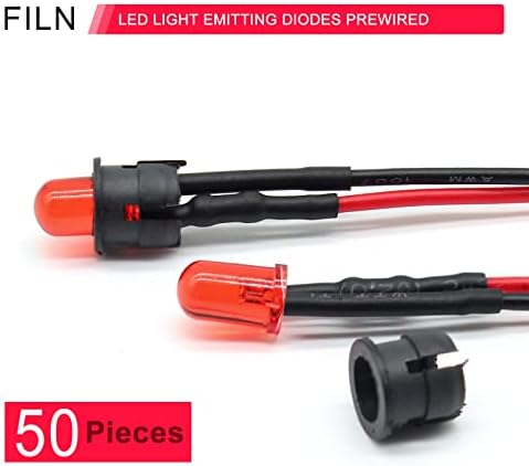 FILN 12V 5MM Előtti Vezetékes LED Jelző világít, Fénykibocsátó Diódák 50pcs Mini Piros, Sárga, Zöld Bule Fehér Kísérleti jelző Lámpa