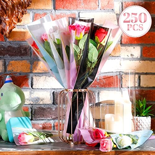 250 Db Virág Csomagolópapír Rózsa Ujjú virágcsokor Wrap Virág Wrap Rózsa Csomagolás Táskák Virágüzlet, Csokor Kellékek Valentin Nap, anyák