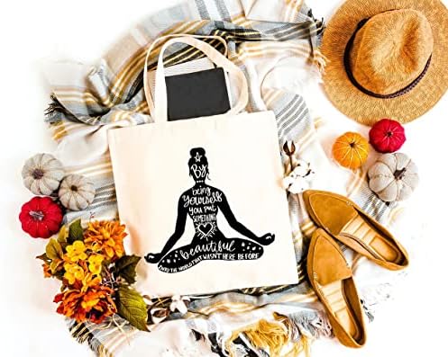 GXVUIS Jóga Vászon Táska Nők Namaste Meditáció Újrafelhasználható Élelmiszerbolt Váll táska Vásárlás Motivációs Lány Hatalma