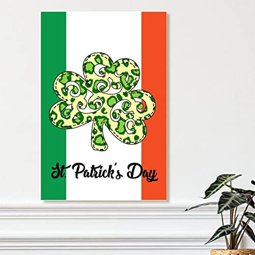 Fa Alá Emléktábla Írország Zászló Leopárd Kockás Szerencsés Lóhere Alá a St. Patrick Napi Zöld Lóhere Ír Dekoráció Fa Alá Plakkok Szerencsés