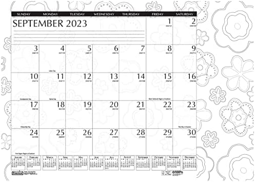 Ház Doolittle 2023-2024 Havi Asztal Pad Naptár, Akadémiai, Fekete-Fehér Doodle, 22 x 17 Cm, augusztus - július (HOD1875-24)