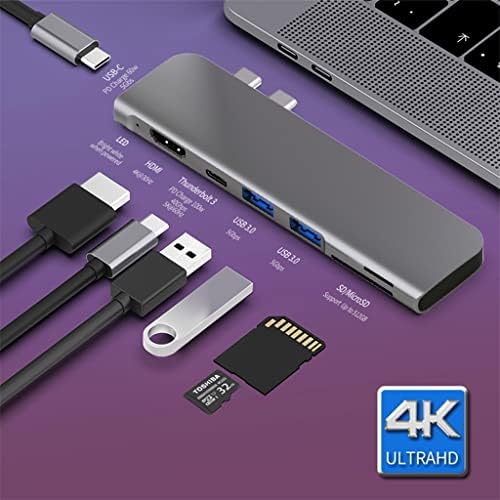 PBKINKM USB 3.1 C-Típusú Adaptert, Hub, hogy a 4K Thunderbolt 3 USB C Hub Elosztó 3.0 TF SD Olvasó helyére PD ( Szín : Szürke )