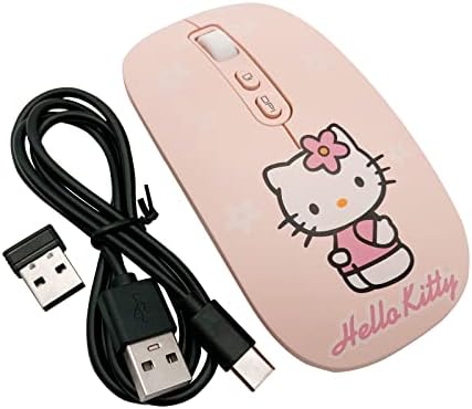 Zayaxe 2,4 Ghz-es Hello Kitty Lány Optikai Egér Rózsaszín Játék Egér, Karcsú Néma Egér Minden Számítógépek