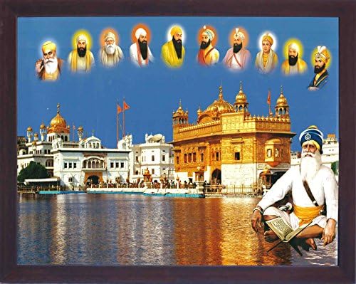 Baba Mély Singh ji harcos, a másik tíz szikh guru kívül Amritsar-templom , a Szikh Vallási festmény poszter keret Szikh családi
