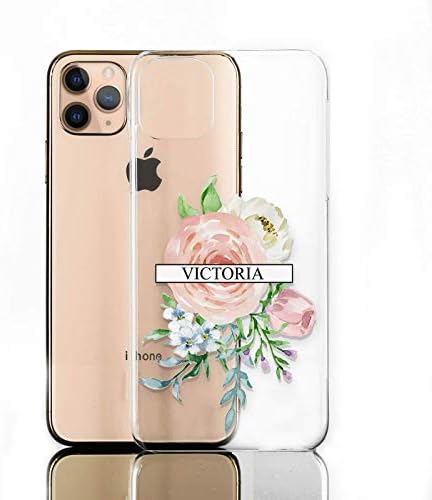 Személyre szabott Telefon tok Apple Iphone 12 (2020) (6.1), Fehér Neve Mezőbe Rózsaszín Virágok Világos, Kemény Borító