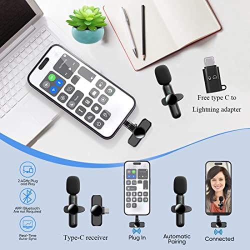 BaoDanRen Vezeték nélküli Csiptetős Mikrofon,Csiptetős Mikrofon iphone, Android,Szakmai Hajtóka Micophone Vezeték nélküli Interjú Video