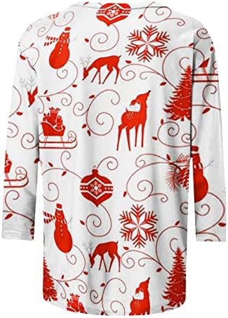 Karácsonyi Pólók Női karácsonyfa Grafikus Póló Plus Size Laza Fit Hosszú Ujjú Tunika Maximum Viselni Leggings