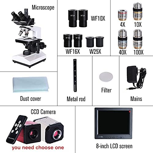ZLXDP Szakmai Labor Biológiai trinocular Mikroszkóp Zoom 2500X + USB Elektronikus Digitális CCD Kamera + 8 hüvelykes LCD