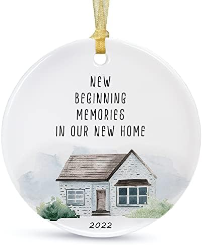 Az Első Ház, a Karácsonyi Dísz, 2022,az Első Karácsony az Új Otthonunk Dísze,Új Ház Házavató Dísz,karácsonyfadísz Díszek a Szalag,