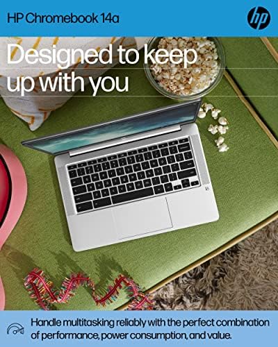 HP Chromebook 14 Laptop, Intel Celeron N4120, 4 GB RAM, 64 GB-os eMMC, 14 HD Kijelző, a Chrome OS, Vékony & Hordozható, 4K-s Grafika, Hosszú