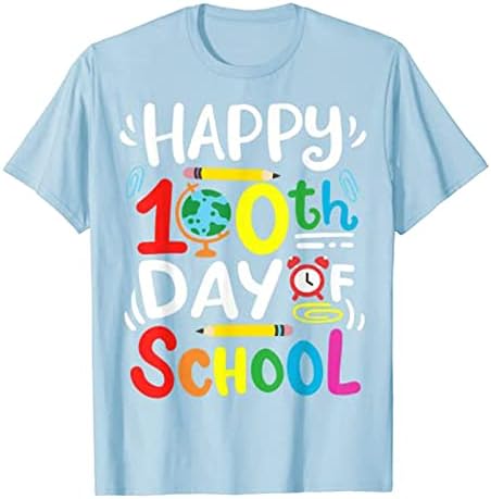 Prémium Sleeve Rövid Ujjú póló Férfi Boldog 100 Nap az Iskolában 100 Nap póló a Tanár-Diák