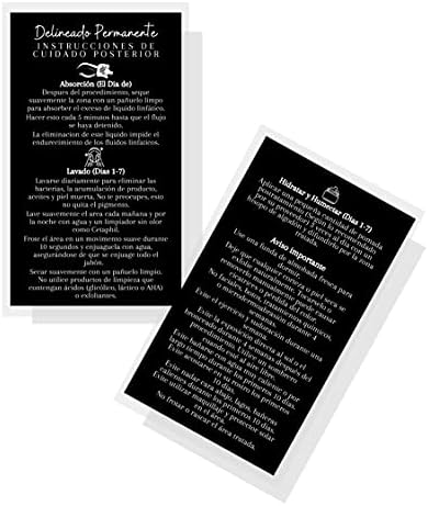 SPANYOL Tartós Szemceruza Kártya | Delineado Permanente de Ojos | 50 Csomag | Méret 3,5 x 2 hüvelyk | PMU Fekete, Fehér kivitel