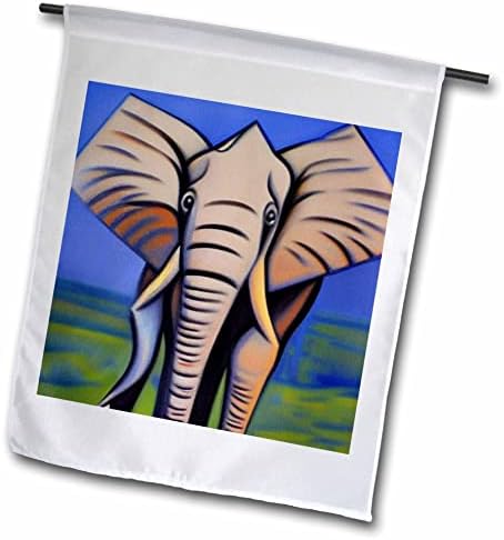 3dRose vicces, Aranyos Művészi Afrikai Elefánt Picasso Stílus Kubizmus Művészet a Természet - Zászlók (fl-371905-2)