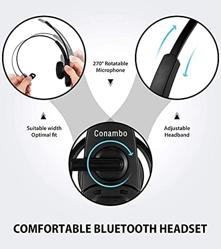 Conambo Bluetooth Fülhallgató Mikrofon,Kamionos Bluetooth Headset zajszűrős,22Hrs fel V5.0 Vezeték nélküli Fülhallgató Némító