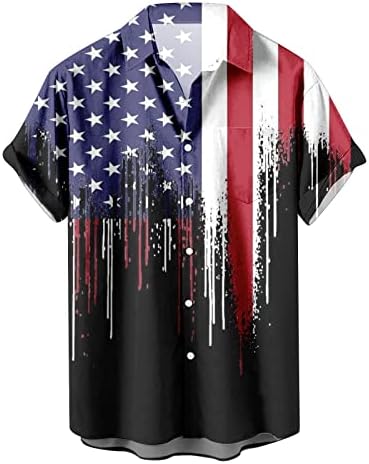 A férfiak Amerikai Zászló Hazafias Ing július 4. Katona Tee Rövid Ujjú Felsők Gomb Le az Inget Katona Tshirt
