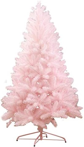 ZPEE Rózsaszín 6ft karácsonyfa, Mesterséges Anyag PVC Fenyő Fa, Fém Állvány, Könnyen Összeszerelhető Karácsonyi Dekoráció Csuklós Csupasz Fa-1,8