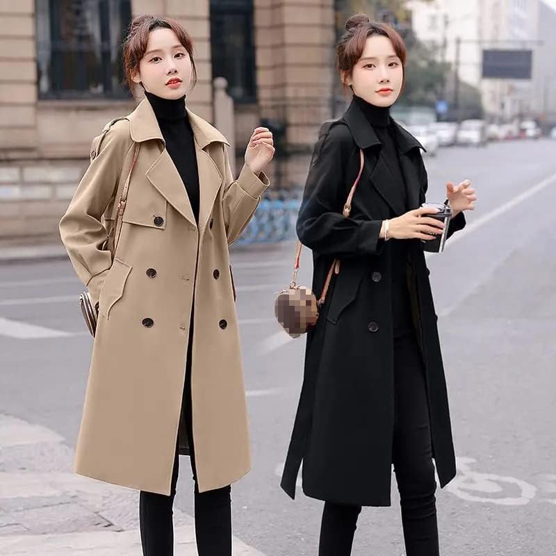 HSQIBAOER Nők Midi ballonkabát Tavaszi Őszi Szilárd Magas Széldzseki koreai Stílus Plus Size Office Lady Kabátok