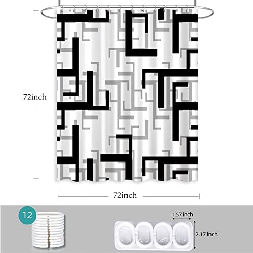 loyapobo Fekete Fehér Szürke zuhanyfüggöny Modern Absztrakt Század Közepén Minimalista Vízálló Zuhanyzó Függöny, a Fürdőszoba