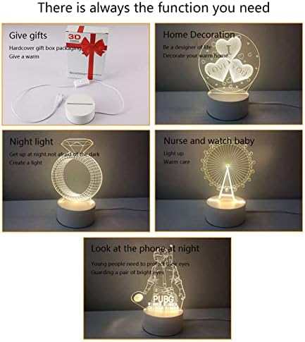 Botitu 3D Éjjeli Lámpa Hálószoba Dekoráció, USB Színes Touch 3D Változó Fény, a Gyermekek, Csecsemők,E