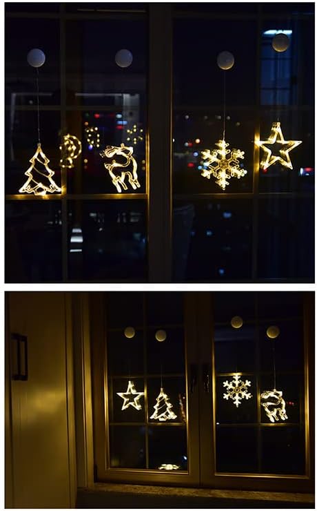 Karácsonyi LED Balek Lógó lámpa,Karácsonyi Hangulat lámpa tapadókorong,Bolt Kávézó, Pékség, Bárok, Dekoráció,Akkumulátoros,Környezeti