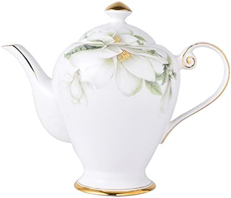 CCBUY Magnolia háztartási kerámia teáskanna Európai stílusú kávéfőző kerámia teáskanna délutáni tea eszközök (Szín : Egy, Méret : Mint