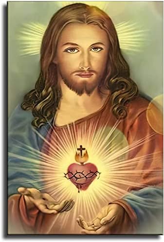 YOSON, Katolikus Kép Jézus Szent Szíve Poszter, Kép Festmény, Fali Dekoráció Művészeti Unframe (08×12 colos), 08 x 12