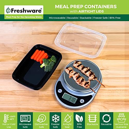 Freshware Étel elkészítése Konténerek [15 Csomag] 1 Rekesz Fedél, Élelmiszer Konténerek, uzsonnás Doboz | BPA Free | Rakható