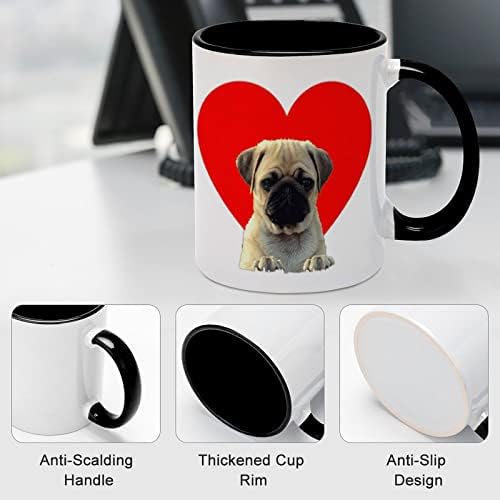 Bulldog Szív Kerámia Bögre, Kreatív Fekete Belső Csésze Tartós Kezelni Bögre Egyedi Ajándékok