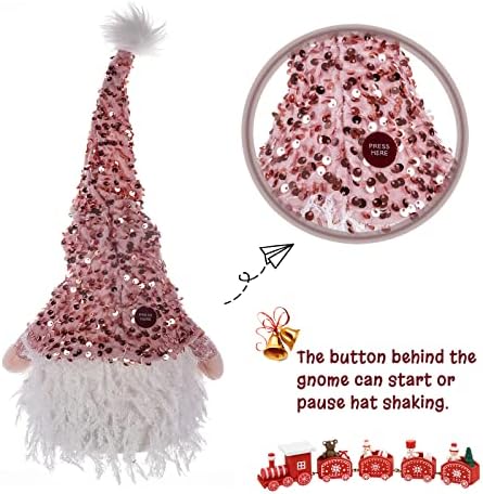 CILYDAME Énekelni Karácsonyi Gnómok Remegett Sequin Kalapban, Rózsaszín Karácsonyi Gnome LED-es Világító Test, Nyaralás, Törpék, Karácsonyi