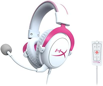 HyperX Cloud II - Gaming Headset 7.1 Virtuális Térhatású Hang, a Memória Hab fülvédő, Tartós Alumínium Váz, Levehető Mikrofon – Fehér/Pink