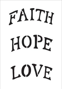 Hit, Remény, Szeretet Stencil által StudioR12 | Íves Dísz Mérete Szó Art - Újrafelhasználható Mylar Sablon | Festmény, Kréta,