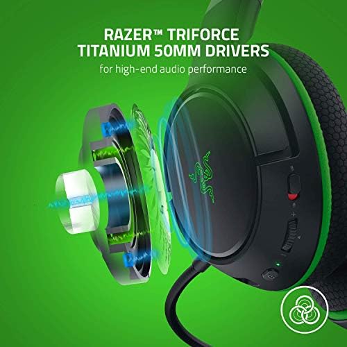 Razer Kaira - Vezeték nélküli Gaming Fejhallgató Xbox Sorozat X (Tri Erő Titán 50mm Vezetők, Hyper Világos, Kardioid Mikrofon, Vezeték