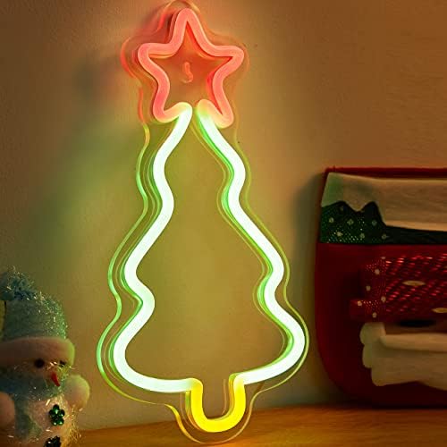 Chi-vásárlás LED Neon Sign karácsonyfa Aranyos neonreklám, USB Powered neonok Éjszakai Fény, 3D Wall Art & Játék szoba, Hálószoba,
