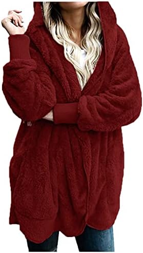 Kardigán Női Téli Divat a Plus Size Hosszú Gyapjú Kabát Alkalmi Hosszú Ujjú Nyissa ki az Elülső Kabát Fuzzy Felsőruházat