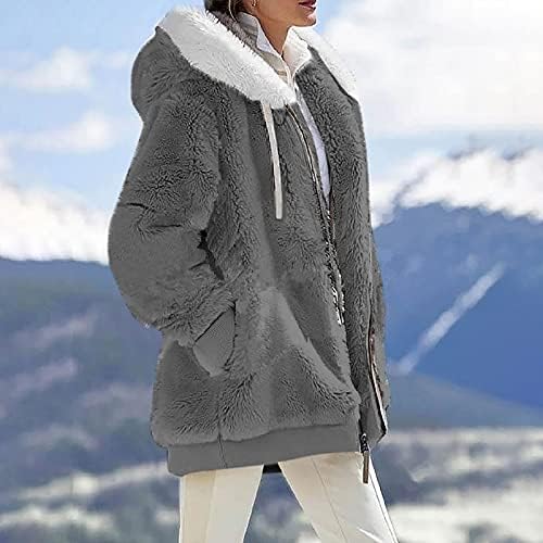 ZEFOTIM Téli Kabátok Női,2022 Plus Size Gyapjú Plüss Cipzáras Kapucnis Kabát, Dzseki, Kényelmes, Meleg Gyapjú Kabát Zsebekkel