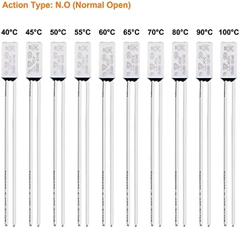 uxcell 10db KSD9700 Termosztát normál Nyitott 40-100°C(104-212°F) N. O Hőmérséklet-szabályozó Kapcsolót Választék Készlet