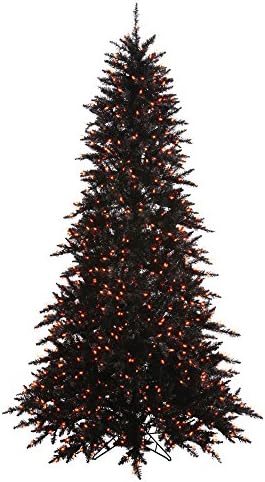 Vickerman 4.5 Fekete Fenyő Mesterséges karácsonyfa, Narancs Dura megvilágított LED-es Lámpák, Szezonális Beltéri lakberendezés