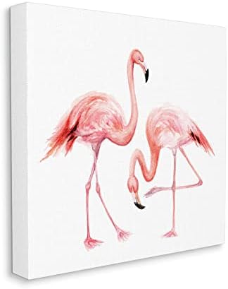 Stupell Iparágak Hajlító Térd Flamingo Akvarell Portré Gyermek Óvodába Állatok Vászon Wall Art, 17 x 17, Rózsaszín