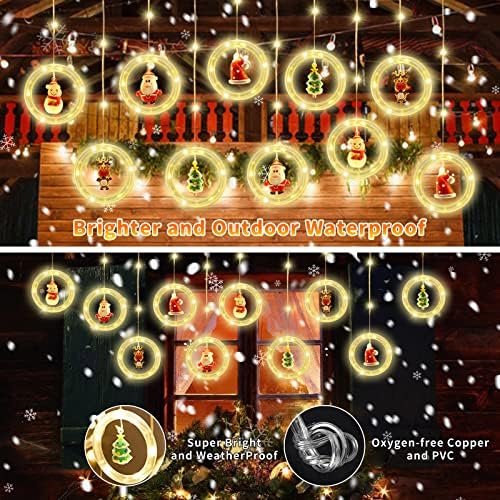 110 LED Karácsonyi Fények Beltéri Kültéri Dekorációk - 10FT Karácsonyi Ablak Függöny Fény Lóg Dekoráció elemes Tündér String Fények Haza Hálószoba