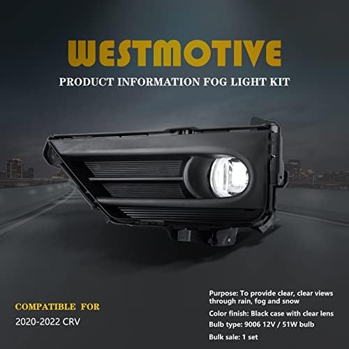 WestMotive, LED-es Ködlámpa a 2020 2021 2022 CR-V (Amerikai Típusú) Nappali menetjelző Fény DRL Ködlámpa Szett Univerzális Kábelköteg,