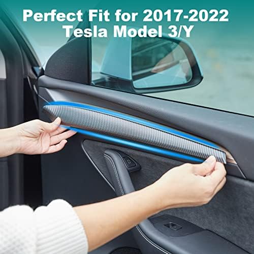 WonVon alkalmas Tesla Model 3 Műszerfalat Borító, Dash Wrap Fedezze ajtókárpit Szénszálas alkalmas 2021 2022 Modell 3/Y Accessorise,