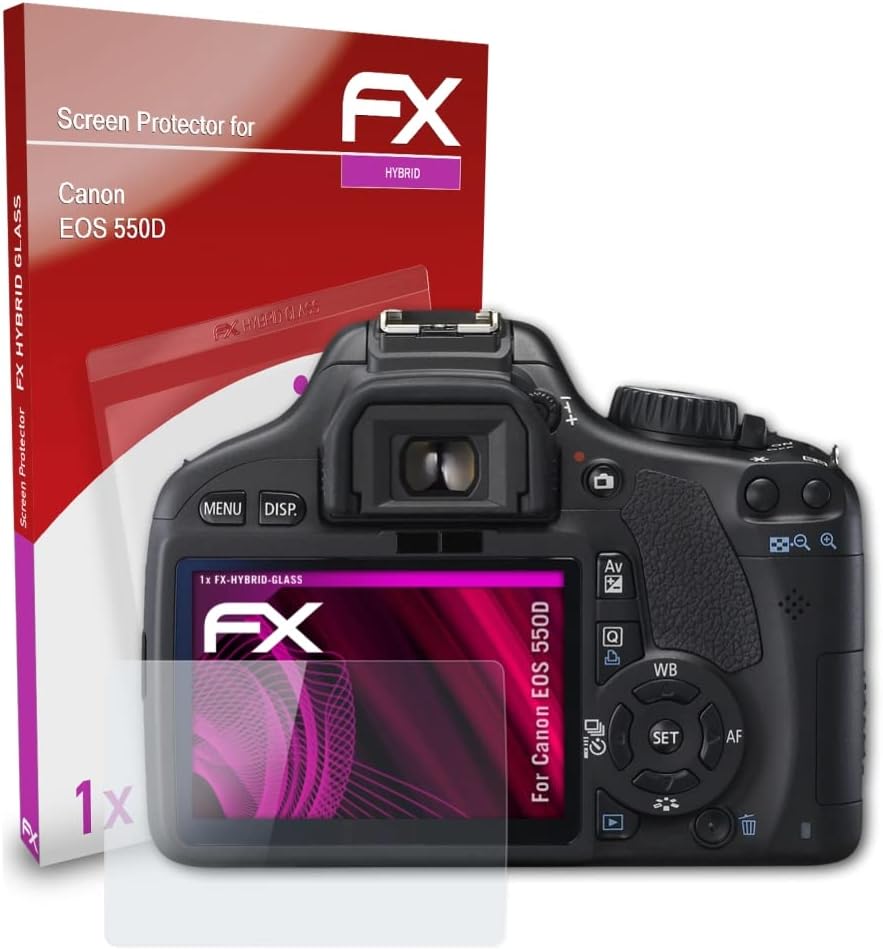 atFoliX Műanyag Üveg Védőfólia Kompatibilis Canon EOS 550D / Rebel T2i Üveg Protector, 9H Hibrid-Üveg FX Üveg kijelző Védő