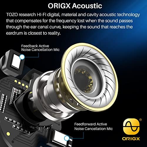 TOZO NC9 2022 Verzió Hibrid Aktív zajszűrő Vezeték nélküli Fülhallgatót a Fülhallgató IPX6 Vízálló Bluetooth 5.3 Sztereó